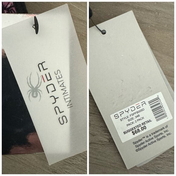 SPYDER NWT $68 2 Piece Lightly Padded Comfort BraS Purple and Black Women's 34B - Picture 3 of 9